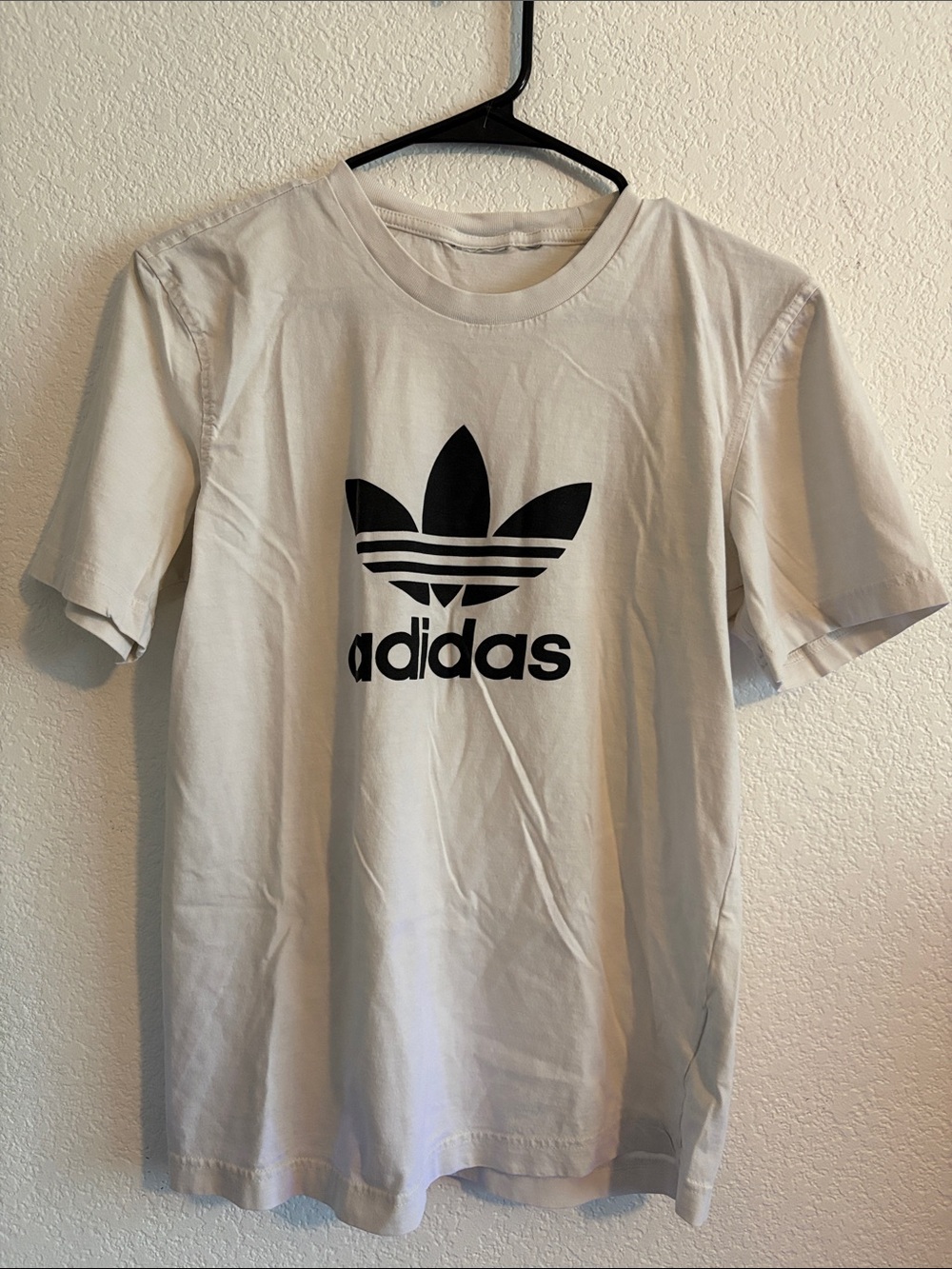 adidas White Tee with Black Trefoil Logo
